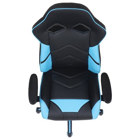 Офисное кресло BRABIX "Storm GM-006", регулируемые подлокотники, экокожа, черное/голубое, 532501 в Артеме - изображение 7