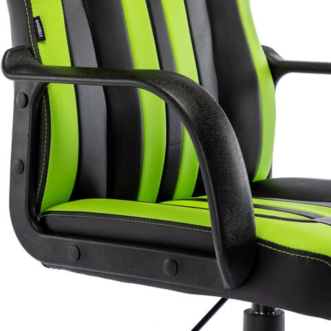 Кресло компьютерное BRABIX "Stripe GM-202", экокожа, черное/зеленое, 532511 во Владивостоке - изображение 8