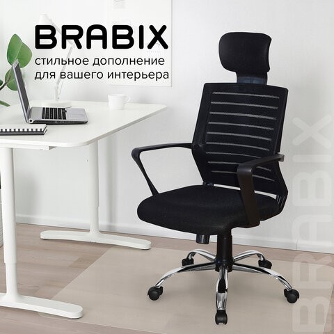 Кресло офисное Brabix Victory MG-016 (подголовник, хром, черное) 531924 в Артеме - изображение 15