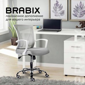 Кресло офисное Brabix Wings MG-306 (пластик белый, хром, сетка, серое) 532012 в Артеме - предосмотр 11