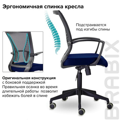 Кресло Brabix Wings MG-309 (пластик черный, сетка, черное/синее) 532013 во Владивостоке - изображение 7