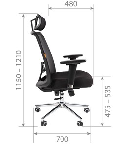 Кресло компьютерное CHAIRMAN 535 LUX сетчатый акрил черный / полиэстер черный в Артеме - предосмотр 5