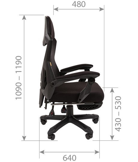 Кресло CHAIRMAN 571 с подставкой для ног , Сетчатый акрил черный / Полиэстер черный в Артеме - изображение 7