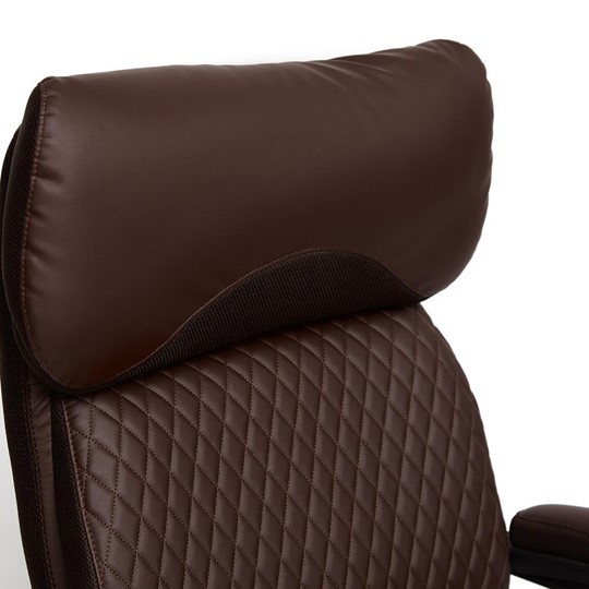Кресло компьютерное CHIEF кож/зам/ткань, коричневый/коричневый стеганный, 36-36/36-36 стеганный/24 арт.13111 в Артеме - изображение 4