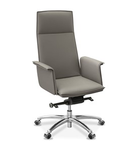 Офисное кресло для руководителя Лео, экокожа премиум / серо-коричневая CN6 в Артеме