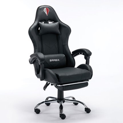Кресло офисное RABIX "Dexter GM-135", подножка, две подушки, экокожа, черное, 532800 в Находке - изображение