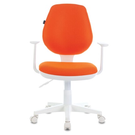 Кресло офисное Brabix Fancy MG-201W (с подлокотниками, пластик белый, оранжевое) во Владивостоке - изображение