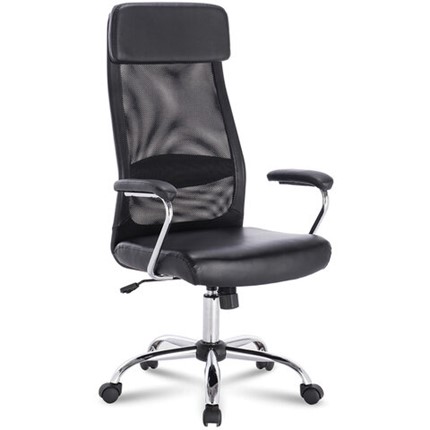 Офисное кресло Brabix Flight EX-540 (хром, экокожа, сетка, черное) 531850 в Артеме - изображение