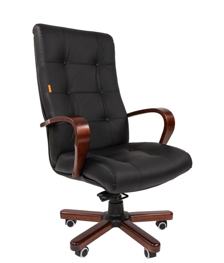 Кресло офисное CHAIRMAN 424 WD Кожа черная в Артеме - изображение 1