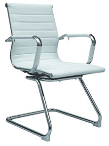 Офисное кресло ДамОфис B110 на полозьях, экокожа / хром, белый в Артеме