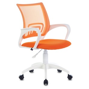 Кресло Brabix Fly MG-396W (с подлокотниками, пластик белый, сетка, оранжевое) 532401 в Находке - предосмотр