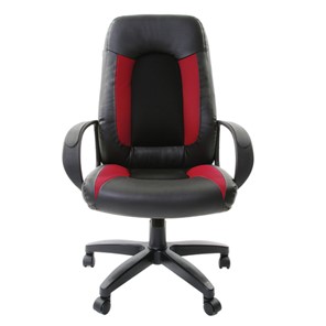 Кресло компьютерное Brabix Strike EX-525 (экокожа черная, ткань черная/бордовая, TW) в Уссурийске
