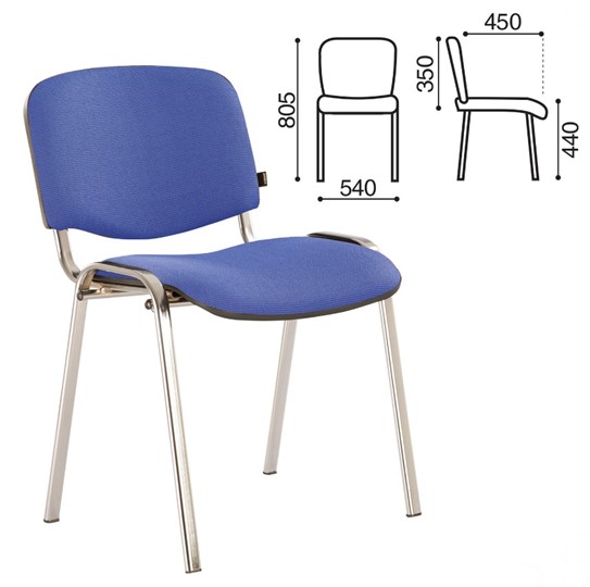 Офисный стул Brabix Iso CF-001 (хромированный каркас, ткань синяя с черным) 531422 в Артеме - изображение 2