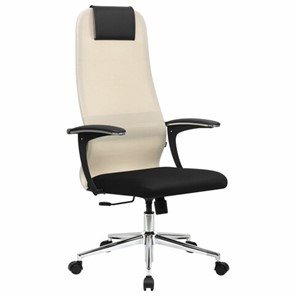 Офисный стул BRABIX PREMIUM "Ultimate EX-801" хром, плотная двойная сетка Х2, черное/бежевое, 532919 во Владивостоке