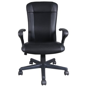 Кресло Brabix Optima MG-370 (с подлокотниками, экокожа/ткань, черное) 531580 в Артеме