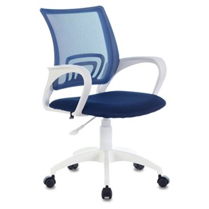 Кресло компьютерное Brabix Fly MG-396W (с подлокотниками, пластик белый, сетка, темно-синее) 532399 в Артеме - предосмотр