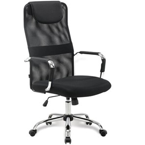 Кресло компьютерное Brabix Fit EX-514 (с подголовником, хром, черное) 531949 в Артеме - предосмотр