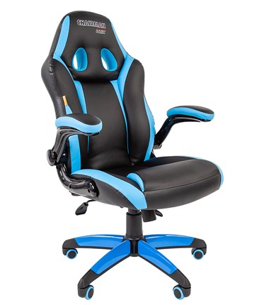 Компьютерное кресло CHAIRMAN GAME 15, цвет черный / голубой в Артеме - изображение