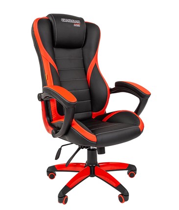 Кресло компьютерное CHAIRMAN GAME 22 эко кожа, черный/красный в Артеме - изображение