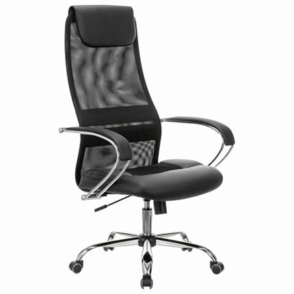 Кресло офисное Brabix Premium Stalker EX-608 CH (хром, ткань-сетка/кожзам, черное) 532091 в Артеме - изображение