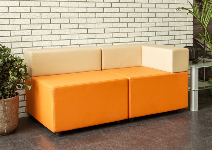 Офисный диван мягкий Октава, 2-х местный, экокожа премиум / черная CN1114 в Артеме - изображение 6