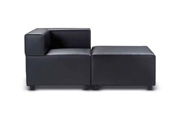 Офисный диван мягкий Октава, 2-х местный, экокожа премиум / черная CN1114 в Уссурийске - предосмотр