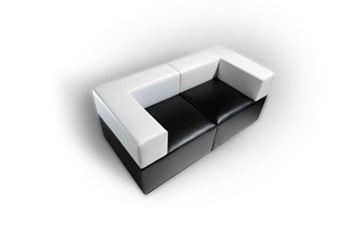 Мягкий офисный диван Октава, 2-х местный, экокожа премиум / черная CN1114/экокожа премиум / светло-бежевая CN1112 в Артеме