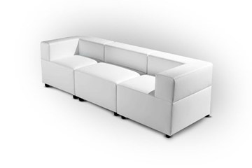 Офисный диван мягкий Октава, 3-х местный, экокожа премиум / светло-бежевая CN1112 в Артеме