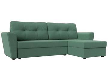 Угловой диван с оттоманкой Амстердам Лайт, Амур зеленый (рогожка) в Уссурийске
