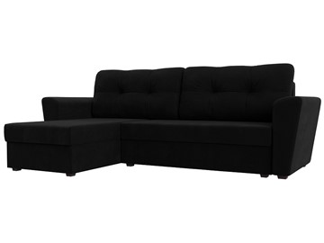 Угловой диван с оттоманкой Амстердам Лайт, Черный (микровельвет) в Уссурийске