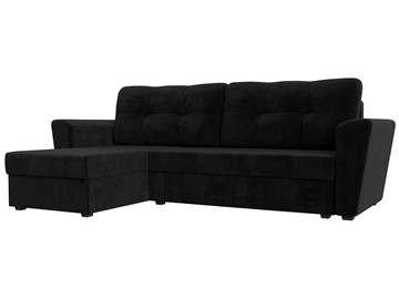 Угловой диван для гостиной Амстердам Лайт, Черный (велюр) во Владивостоке