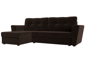 Угловой диван с оттоманкой Амстердам Лайт, Коричневый (микровельвет) в Артеме