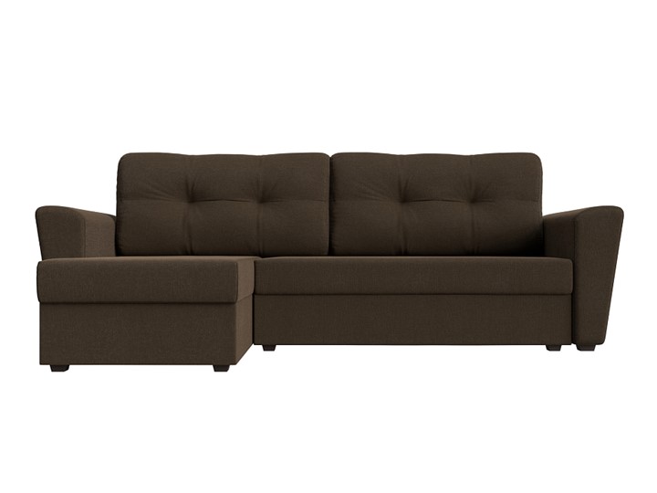 Угловой диван с оттоманкой Амстердам Лайт, Коричневый (рогожка) во Владивостоке - изображение 1