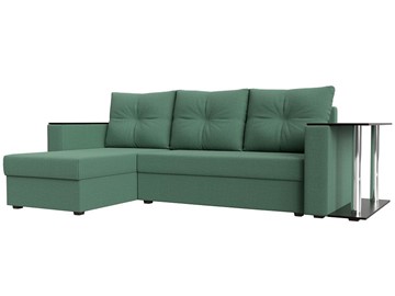 Угловой диван с оттоманкой Атланта Лайт, Амур зеленый (микровельвет) в Уссурийске