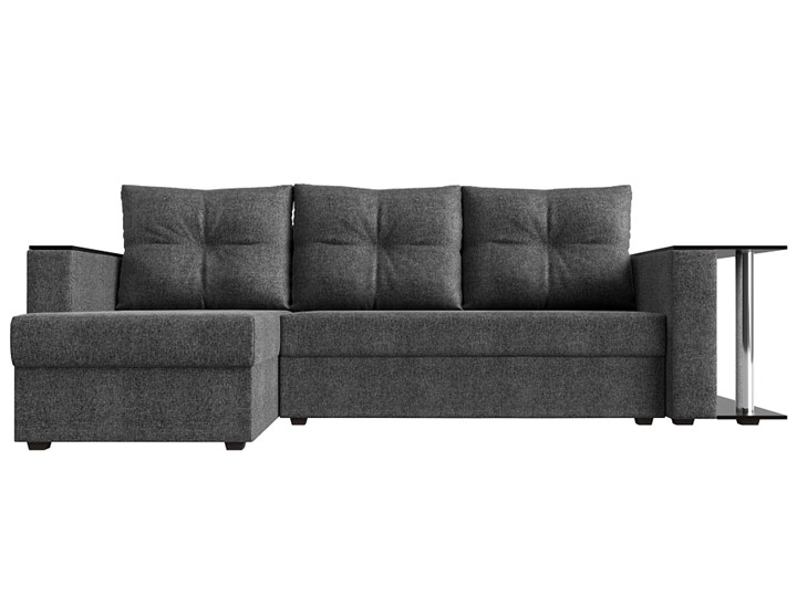 Угловой диван с оттоманкой Атланта Лайт, Серый (рогожка) во Владивостоке - изображение 1