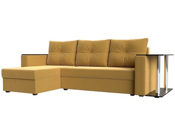 Угловой диван с оттоманкой Атланта Лайт, Желтый (микровельвет) во Владивостоке