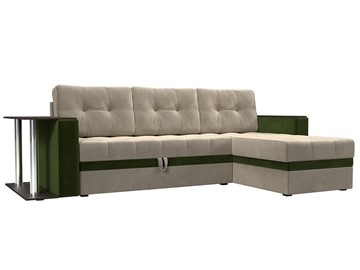 Угловой диван для гостиной Атланта М, Бежевый/Зеленый (микровельвет) во Владивостоке