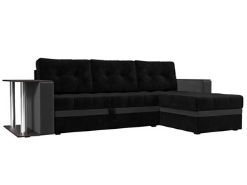Угловой диван для гостиной Атланта М, Черный/Серый (велюр) во Владивостоке