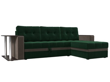 Угловой диван для гостиной Атланта М, Зеленый/Коричневый (велюр) во Владивостоке