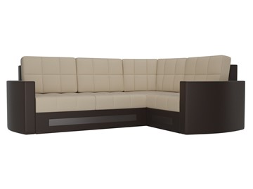 Угловой диван для гостиной Белла, Бежевый/Коричневый (экокожа) во Владивостоке