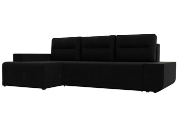 Угловой диван с оттоманкой Чикаго, Черный (микровельвет) во Владивостоке - предосмотр