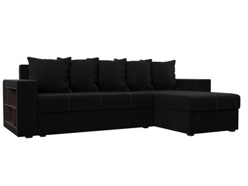 Угловой диван с оттоманкой Дубай Лайт, Черный (микровельвет) в Артеме