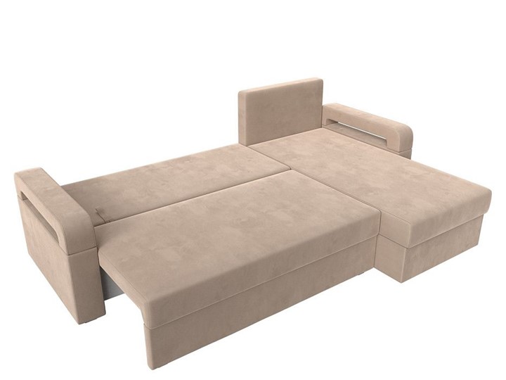 Угловой диван с оттоманкой Гермес Лайт, Бежевый (Велюр) в Уссурийске - изображение 2