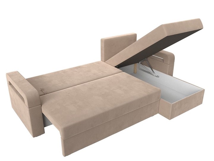 Угловой диван с оттоманкой Гермес Лайт, Бежевый (Велюр) в Уссурийске - изображение 3