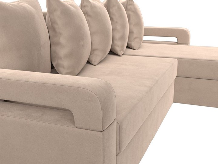Угловой диван с оттоманкой Гермес Лайт, Бежевый (Велюр) в Уссурийске - изображение 6
