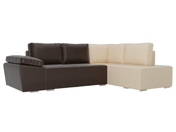 Угловой диван для гостиной Хавьер, Коричневый/Бежевый (экокожа) в Артеме