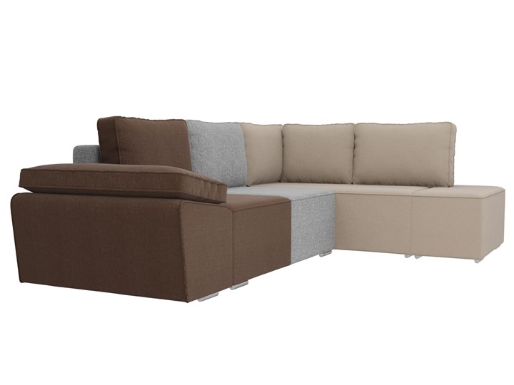 Угловой диван для гостиной Хавьер, Коричневый/Серый/Бежевый (рогожка) во Владивостоке - изображение 4