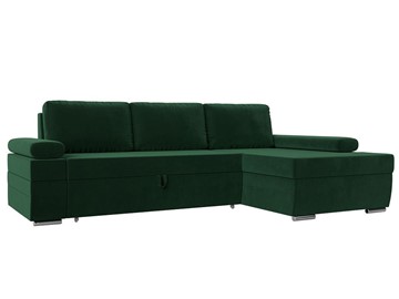 Угловой диван с оттоманкой Канкун, Зеленый (Велюр) НПБ в Находке