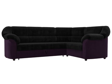Угловой диван для гостиной Карнелла, Черный/Фиолетовый (велюр) во Владивостоке