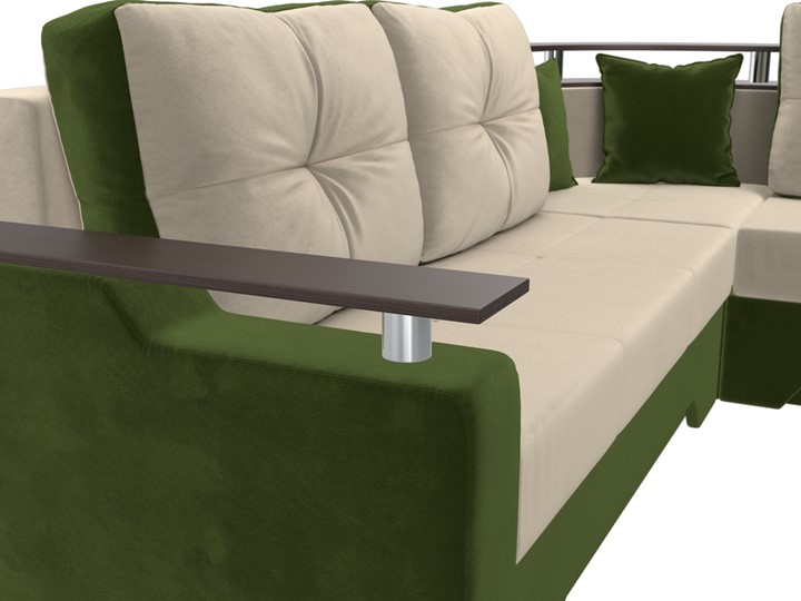 Угловой раскладной диван Комфорт, Бежевый/Зеленый (микровельвет) во Владивостоке - изображение 8